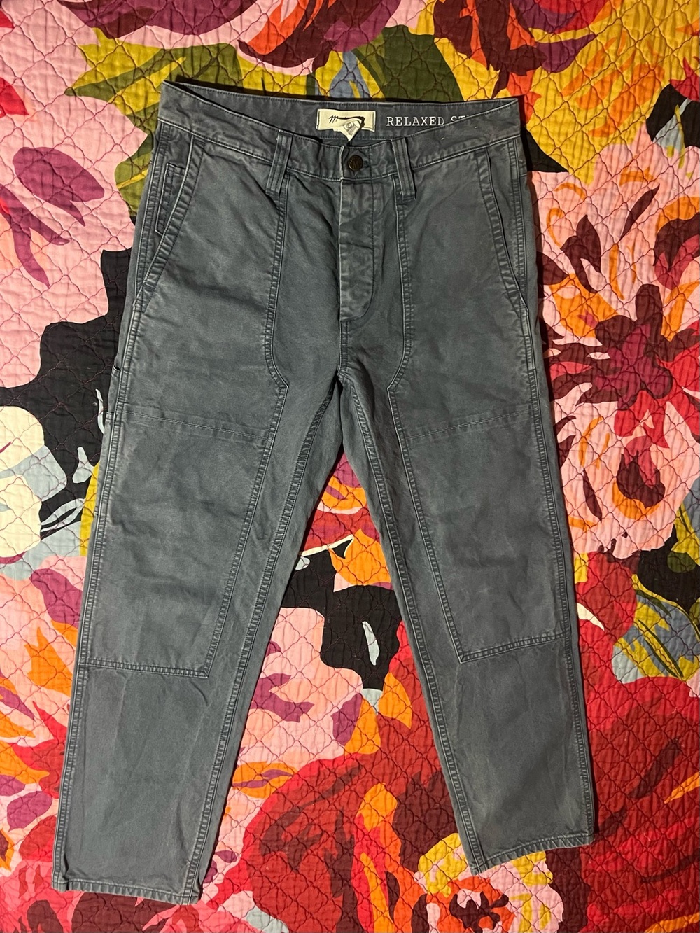 Madewell Relaxed Straight Slate Blue Utility Pants - Size 30